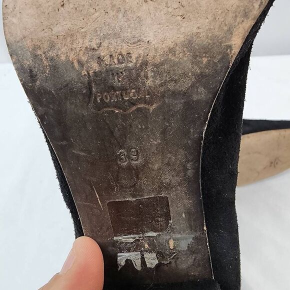 Free People Size 39 US 8.5 Cecile Black Suede Heeled Career Ankle Boots Zip Clos - Picture 7 of 9